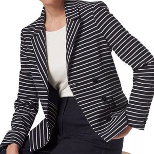 LK Bennet Blazer Blue White Striped Button Front Blazer